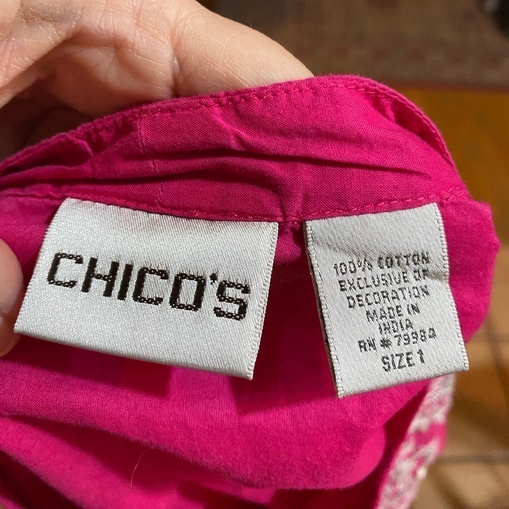 Chico's Pink 100% Cotton Blouse Pink Size 1 - Picture 6 of 7